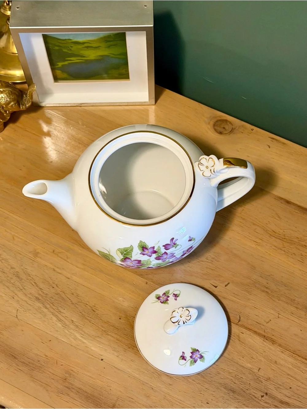 Vintage Bohemia Czechoslovakia Violet Floral Tea Set | 10 Pieces